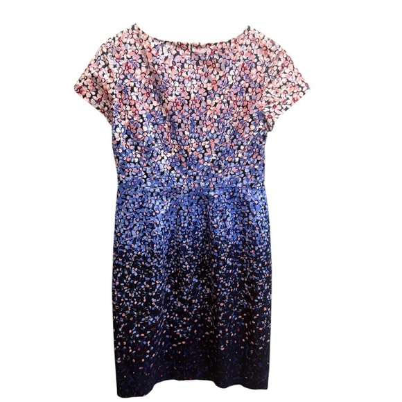 Talbots Women Floral Ombre Cocktail Dress 2P Lined Blue Pink Party Wedding Work - Picture 8 of 14